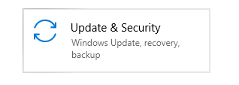 Windows Settings "Update & Security" settings button with the text "Windows Update, recovery, backup".