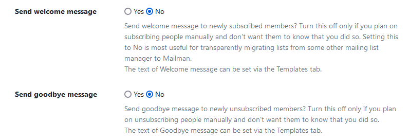 Welcome and Goodbye toggles under Automatic Replies